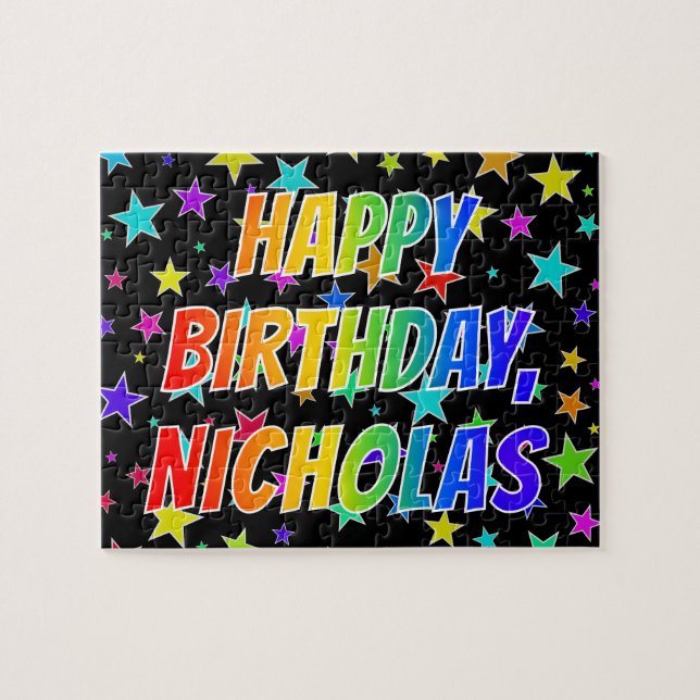"NICHOLAS" First Name, Fun "HAPPY BIRTHDAY" Jigsaw Puzzle (Horizontal)