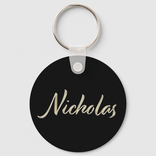 Nicholas Name whitegold Button Schlüsselanhänger Keychain (Front)