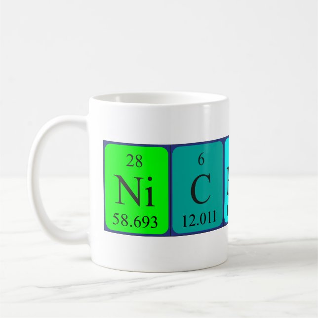 Nicholas periodic table name mug (Left)