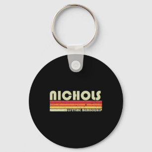 Nichols Surname Funny Retro Vintage 80s 90s Birthd Keychain