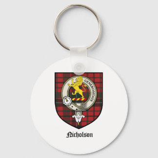 Nicholson Clan Crest Badge Tartan Keychain