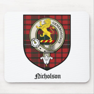 Nicholson Clan Crest Badge Tartan Mouse Pad