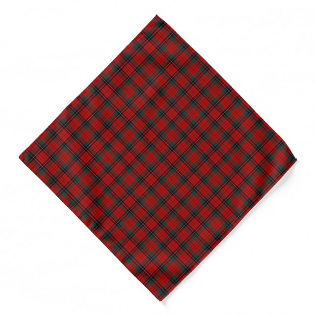 Nicholson Clan Tartan Red, Black and Green Plaid Bandana (Front)
