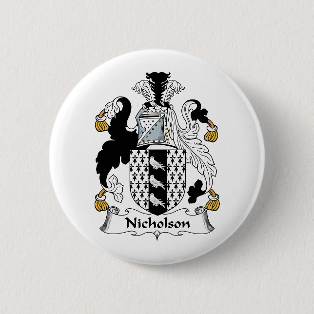 Nicholson Family Crest Pinback Button (Front)