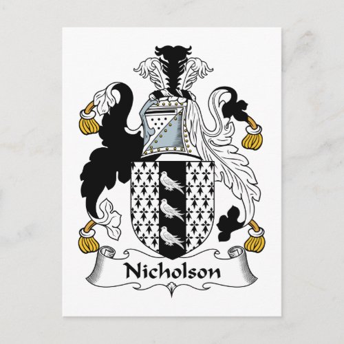 Nicholson Family Crest Postcard