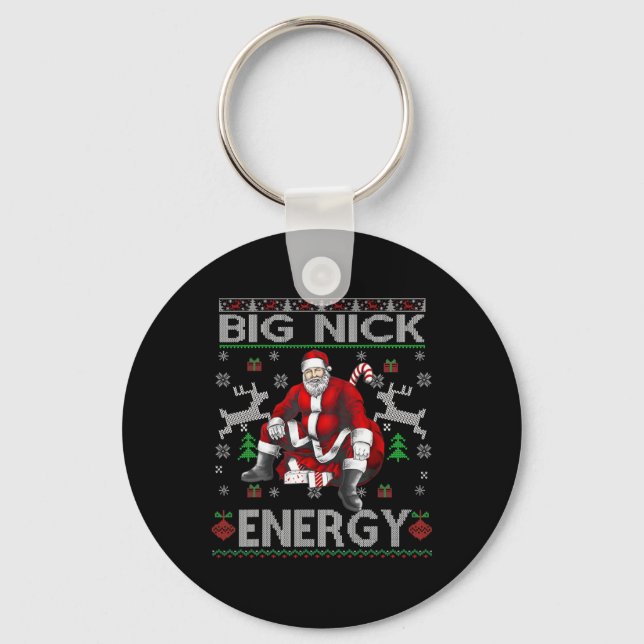 Nick Energy Funny Santa Christmas Ugly Sater Men W Keychain (Front)