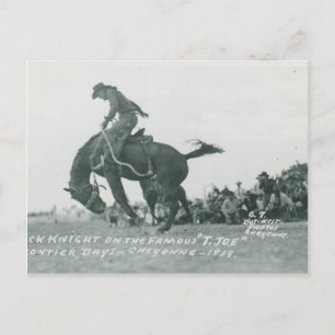 Nick Knight riding T. Joe at Cheyenne Frotier Days Postcard
