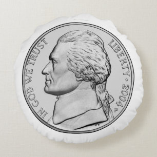 Nickel Coin Round Pillow. Pillow