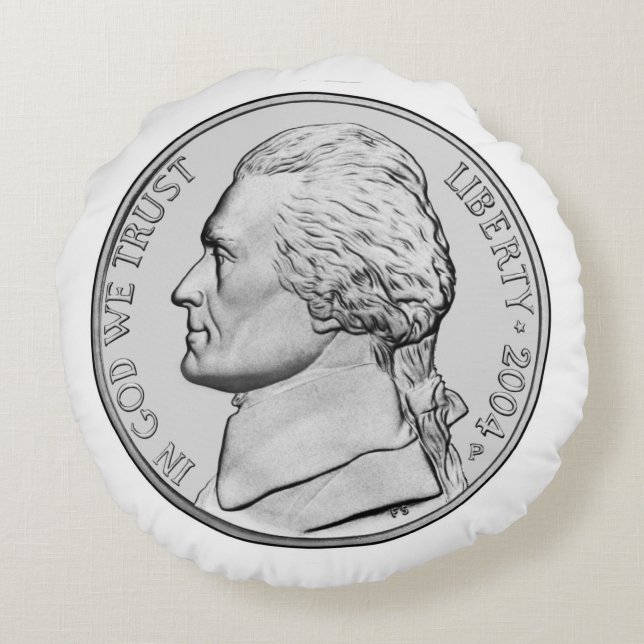 Nickel Coin Round Pillow. Round Pillow (Back)
