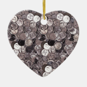 Nickel Coins Graphic Ceramic Ornament