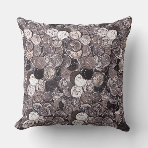 Nickel Coins Graphic Throw Pillow