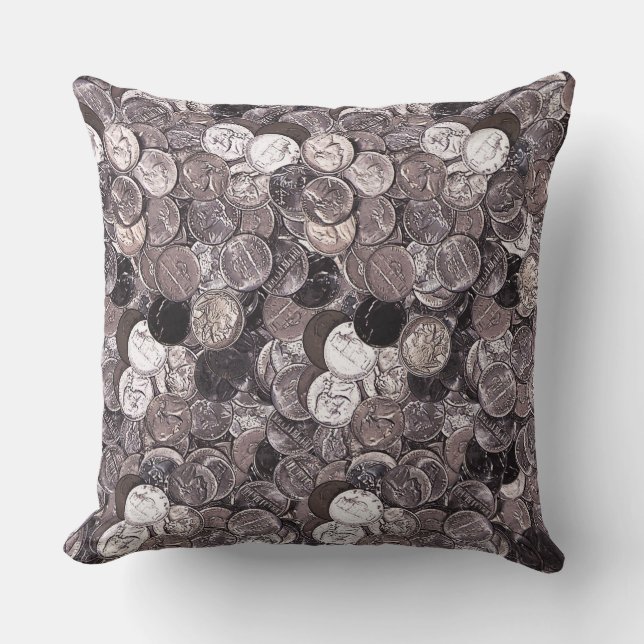 Nickel Coins Graphic Throw Pillow (Front)