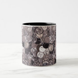 Nickel Coins Graphic Two-Tone Coffee Mug