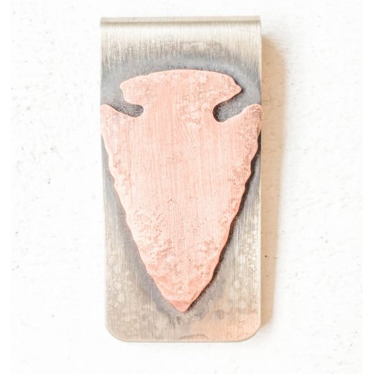 Nickel Silver & Copper Arrowhead Money Clip (Top)