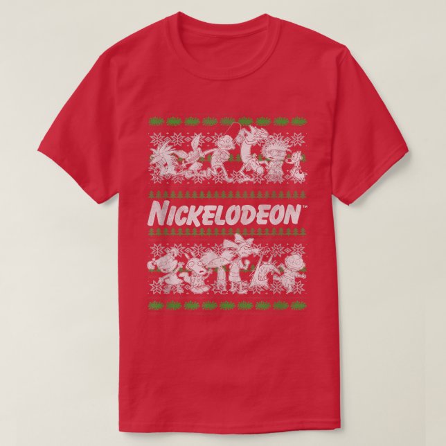 Nickelodeon Christmas Multiple Franchise Ugly Swea T-Shirt (Design Front)