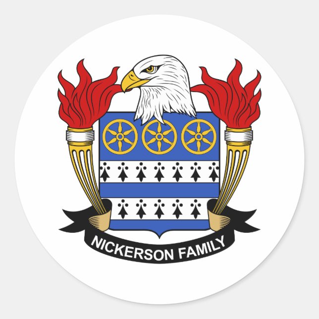 Nickerson Family Crest Classic Round Sticker (Front)