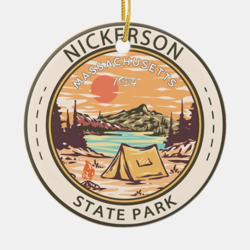 Nickerson State Park Massachusetts Badge Ceramic Ornament