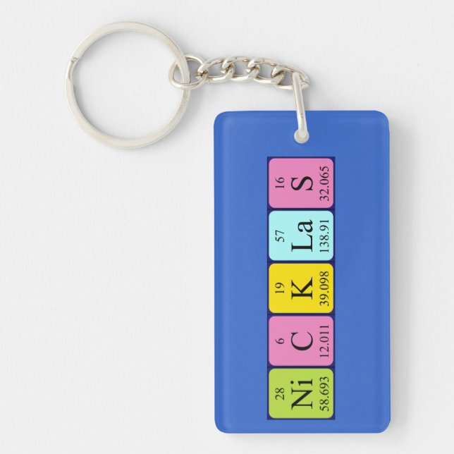 Nicklas periodic table name keyring (Front)