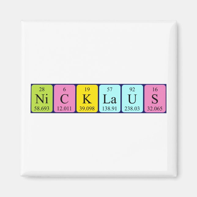 Nicklaus periodic table name magnet (Front)