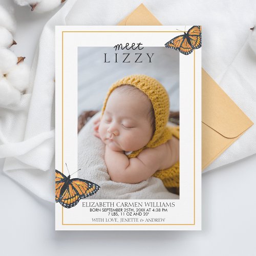 Nickname Meet Baby Butterflies Birth Announcement