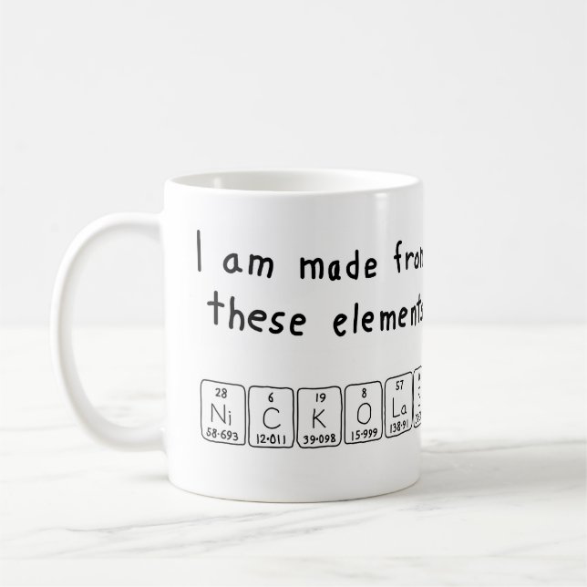 Nickolas periodic table name mug (Left)
