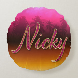 Nicky first name golden pink pillow