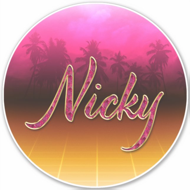 Nicky First Name golden pink sticker (Front)