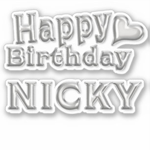 Nicky Happy Birthday silver sticker sticker