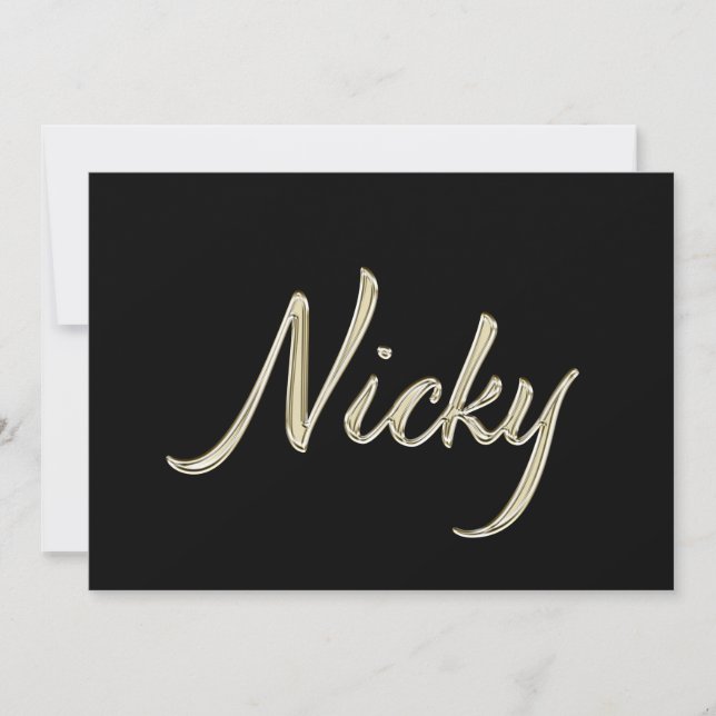 Nicky white Handwriting Card (Front)