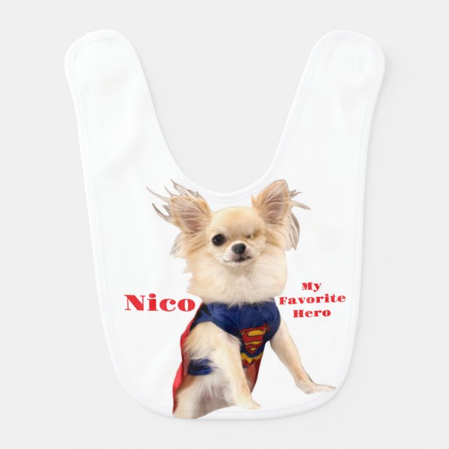 Nico My Favorite Hero Baby Bib (Front)