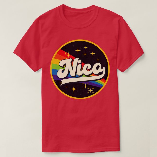 Nico Rainbow In Space Vintage Style T-Shirt (Design Front)