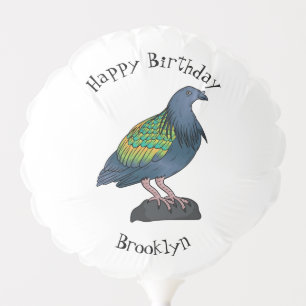 Nicobar pigeon bird cartoon illustration balloon