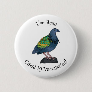 Nicobar pigeon bird cartoon illustration button