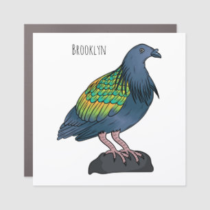 Nicobar pigeon bird cartoon illustration car magnet
