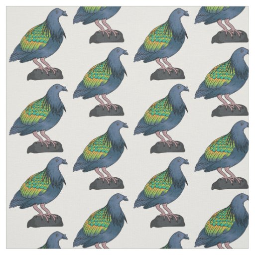 Nicobar pigeon bird cartoon illustration fabric