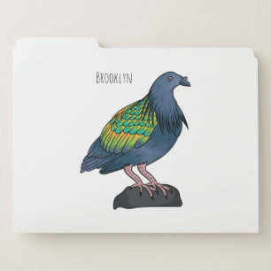 Nicobar pigeon bird cartoon illustration  file folder