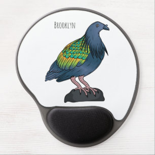 Nicobar pigeon bird cartoon illustration gel mouse pad