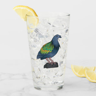 Nicobar pigeon bird cartoon illustration glass