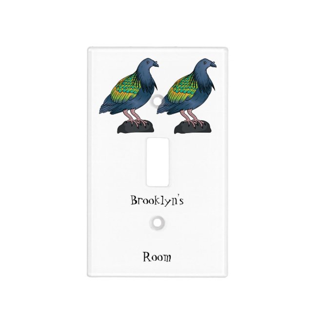 Nicobar pigeon bird cartoon illustration light switch cover (Front)