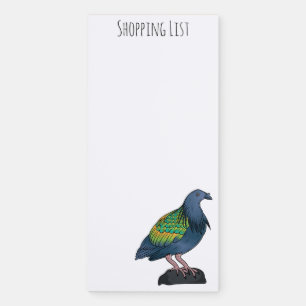 Nicobar pigeon bird cartoon illustration  magnetic notepad