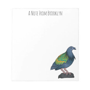 Nicobar pigeon bird cartoon illustration notepad