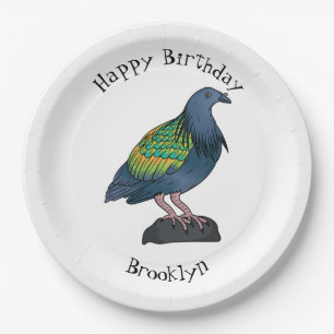 Nicobar pigeon bird cartoon illustration paper plates