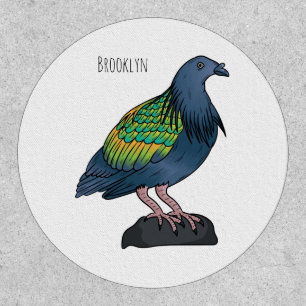 Nicobar pigeon bird cartoon illustration  patch