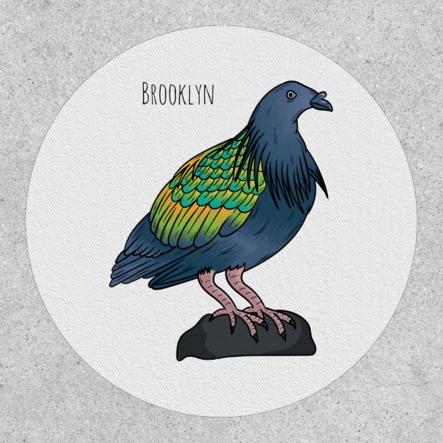 Nicobar pigeon bird cartoon illustration  patch (Front)