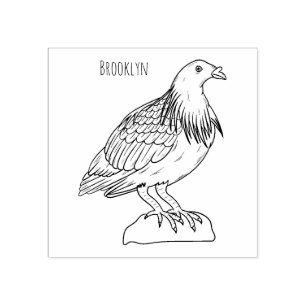 Nicobar pigeon bird cartoon illustration rubber stamp