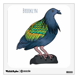 Nicobar pigeon bird cartoon illustration wall decal