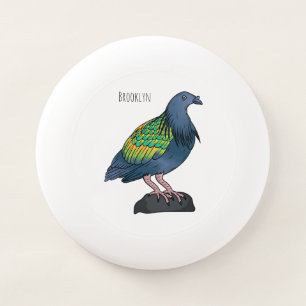 Nicobar pigeon bird cartoon illustration Wham-O frisbee