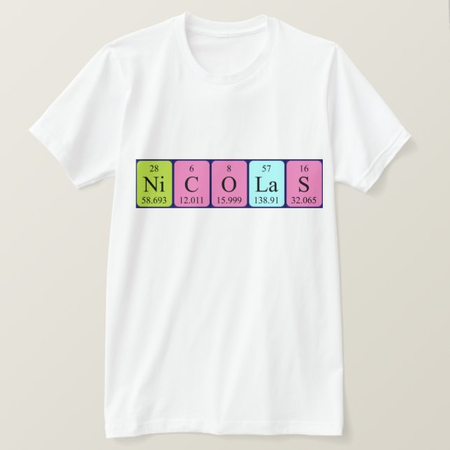 Nicolas periodic table name shirt (Design Front)