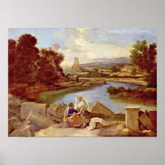 Nicolas Poussin - Landscape with St Matthew Poster
