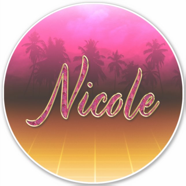 Nicole First Name Golden pink Sticker (Front)